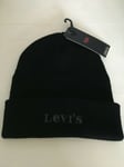 LEVI'S VINTAGE MODERN LOGO BLACK BEANIE HAT - UNISEX - ONE SIZE - BNWT