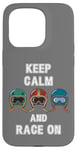 Coque pour iPhone 15 Pro Casques rétro vintage, Go Kart Car Racing, Keep Calm & Race On