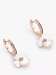 kate spade new york Precious Pansy Hoop Drop Earrings, Rose Gold/Cream