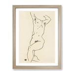 Study Of A Naked Woman Vol.2 By Egon Schiele Classic Painting Framed Wall Art Print, Ready to Hang Picture for Living Room Bedroom Home Office Décor, Oak A3 (34 x 46 cm)