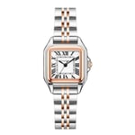 Szaikyri Classique Carrée Montre pour Femmes avec Chiffres Romains Montre de Dames Montre Carrée Femme (Silver&Rosegold-Black)