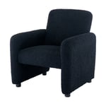 Fauteuil Salon Confortable en Peluche Chaise Lounge Relax avec Accoudoir en Cadre Bois Fauteuil Rembourré pour Chambre et Salon, Noir