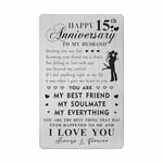 HYHYDHP 15th Anniversary Card Gifts for Husband - Happy 15 Year Anniversary Card for Him Men