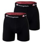 Champion Boxer Hommes, Paquet De 2 - Coton, Uni Noir L (Large)