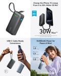 Anker Nano Power Bank, 10,000mAh Portable Charger with Built-In USB-C black 