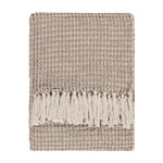 Yard Lorne Waffle Fringed Throw, 150cm x 200cm, Biscuit