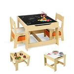 Giantex Ensemble de Table et 2 Chaises pour Enfant, Set Table d'Activités 3 en 1 Multifonctionnel pour Enfant avec Tiroir de Rangement sous l'Assise, pour Chambre d'enfant, Jardin d'enfants