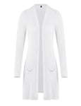 Totatuit Gilet Long Femme Casual Manche Longue Cardigan Vest Gilets en Maille avec Poches Manteau Dete en Tricot veste légère femme Blanc,L