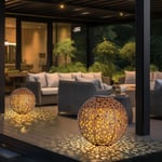 2x Boule Solaire Lampe D'Extérieur Lampe de Jardin LED Pointe Balcon Table Rust