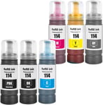 114 Encre Compatible avec Epson 114 pour ET-8550 ET-8500 Imprimante 6 Couleurs Multipack(Noir/Photo Noir/Cyan/Magenta/Jaune/Gris)(Q815)