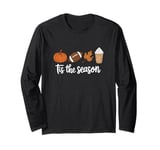 Autumn Pumpkin Spice Latte Tis the Season Fall Leaf Football Long Sleeve T-Shirt