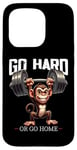 Coque pour iPhone 15 Pro Go Hard Or Go Home Monkey Haltérophilie Fitness Gym