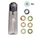 Smakset Vattenflaska med 7 Smakskapslar Air Water Up Flaska Frostmat Svart 650ml Air Starter Up Set Vattenflaska för Camping Sport Klar Svart