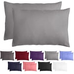 Komfortec Taie d'oreiller - Lot de 2-40x60 cm 100% Microfibre 120g/m², Super Doux Housse de Coussin, Gris