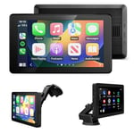 Wireless Apple CarPlay Android Auto Screen, 7" HD Portable Touch Screen Car Play GPS Navigation, Car Audio Receivers with Voice Control, Mirror Link, Bluetooth, Live Navigation, AUX, FM