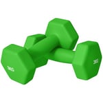 SPORTNOW Lot de 2 haltères hexagonaux 2x3 kg en métal et plastique, 2 haltères avec poignée antidérapante, 18x8x8 cm, vert