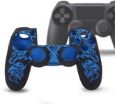 Coque Pour Manette Ps4, Coque En Silicone Souple Skin Grip Shell Pour Manette Playstation 4 Ps4 (Noir Et Bleu)