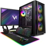 Vibox I-20 PC Gamer - 22"" Écran Pack - Quad Core AMD Ryzen 3200G Processeur 4GHz - Radeon Vega 8 Graphique - 16Go RAM - 500Go NVMe M.2 SSD - Windows 11 - WiFi