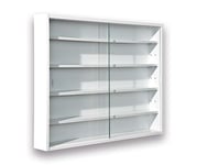 Inter Link - Vitrine Murale pour Objets de Collection – Armoire de rangement avec 4 étagères – 5 Compartiments - pour Miniatures - MDF -Blanc (80x60x9.5 cm) Compilati