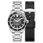 Spinnaker Fleuss SP-5118 Montre automatique pour homme avec bracelet en acier inoxydable massif 43 mm, Combinaison de plongée noire, Bracelet