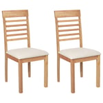 Lot de 2 Chaises en Bois Clair Rembourrées Beige Clair Ortley