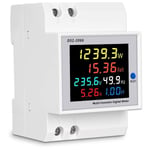 Digital enfas AC 40-300V 100A Din-skena 6 i 1 Voltmeter Ammeter Watt Kwh Frekvensmätare 110V (Inbyggd CT)