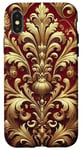 Coque pour iPhone X/XS Motif baroque rouge et beige royal