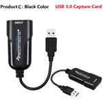 Adaptateur d'enregistrement vidéo en streaming,USB 3.0,HDMI 1080P,carte d'acquisition pour diffusion en direct,fiable - Type Black USB 3.0