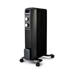 Geepas Oil Filled Radiator Heater,1500W | Portable Electric Heater, 3 Power Settings(600/900/1500W), Adjustable Temperature & Thermostat, Thermal Safety Cut off | 2 Year Warranty, 7 Fins, Black