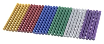 Amtech S1875 Set of Glitter Glue Gun Sticks in 6 Colours, 30 Pieces, 7x100mm for Hot Melt Crafting, Decorating and Bonding