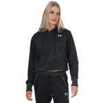 Under Armour Womenss Fleece Twist Crop Hoody in Black - Size 12 UK