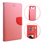 Asus Zenfone 4 Selfie Pro Etui Housse Folio Rose Et Rouge Façon Cuir Texturé Avec Porte Cartes Et Surpiqûres Apparentes By Ph26®