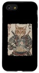 Coque pour iPhone SE (2020) / 7 / 8 Samurai Cat Loves Ramen Anime Drôle Anime Art Japonais Samouraï