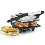 BELLA Presse à Panini, Appareil à Sandwichs et Gril Électrique d'Intérieur avec Doubles Plaques Antiadhésives, Couvercle Réglable en Hauteur et Bac de Récupération Amovible, Acier Inoxydable