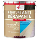 Peinture antidérapante pour sol extérieur - SOLTHANE RD - Kit 6kg jusqu'a 12m2 pour 2 couches - Rouge Vin - RAL  3005