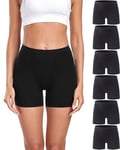 wirarpa Boxer Femme Modal Shorty Femme Super Doux Panty Caleçons Femme Short Sécurité sous Jupe Lot de 6 Noir Taille XL