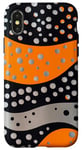 Coque pour iPhone X/XS Orange Pop Art Polka Dots Noir et Gris Abstrait Tourbillon Ondulé