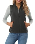 fuinloth Manteaux sans Manche Femme Chaud Polaire Zippé Gilet Veste pour Printemps Automne Hiver Anthracite S