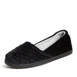 Dearfoams Femme Katie Espadrille en Velours Microfibre Chausson, Noir, Medium