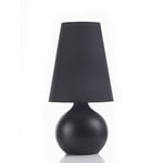 ONLI Lampe de table couleur noire avec base en céramique et abat-jour cône en tissu