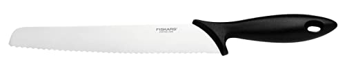 Fiskars Couteau à Pain dentelé, Essential, plastique/inox, longueur de lame : 23 cm, noir/argenté, 1065564