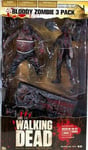 McFarlane Walking Dead AMC TV Bloody Zombie 3 Pack Action Figure Set Black White