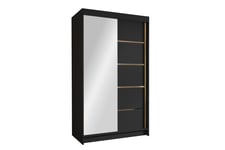 Narbonne Garderobe med Speil 100x200 cm - Svart Garderober & garderobesystem