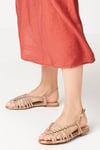 Oasis Womens Luna Plaited Slingback Flat Sandals - Rose Gold - Size UK 4