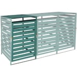 HHG - xl cache poubelle pour 1/2 places extension 714, cache poubelle, 110x65x93cm bois massif, vert foncé