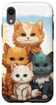 Coque pour iPhone XR Mignon anime chat photo de famille sur rocher ensoleillé jour portrait