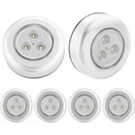 Lot de 6 veilleuses led auto-adhésives alimentées par 3 piles pour armoire/armoire/étagère/entrée/cuisine/allée