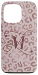 Coque pour iPhone 13 Pro Letter M Initial Leopard Rose Pink Cheetah Monogram