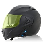 Bluetooth Casque Moto Modulable Double Visière Anti-buée Anti-Collision Visière pour Scooter Full Face Casque Jet Miroir Modulaire Casque Flip Quatre Saisons ECE Homologué R,L