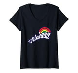 Womens Aloha and Rainbows for the Islands in Hawaii V-Neck T-Shirt